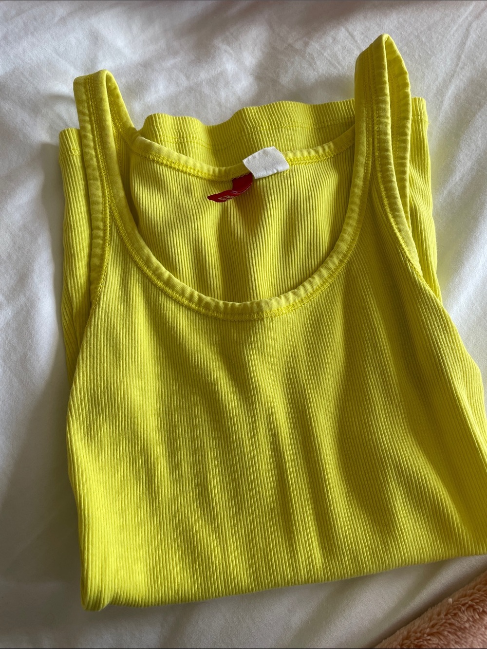 Divided Yellow Ribbed Tank Top, size 4